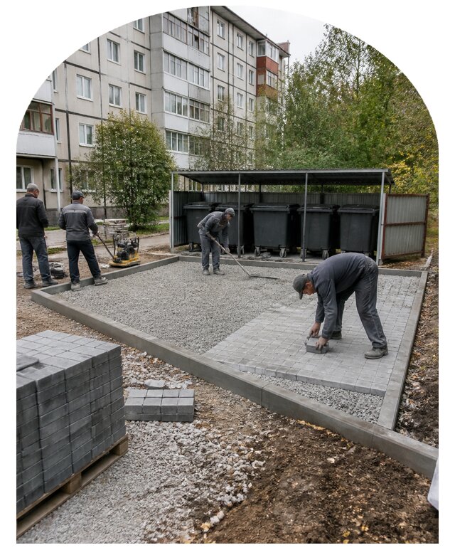 Устройство площадки под контейнеры на территории в Иркутске